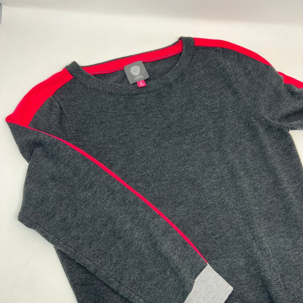 Vince Camuto Women Medium Gray Pink Stripe Knit Sweater Dress Long Sleeve - Picture 3 of 11